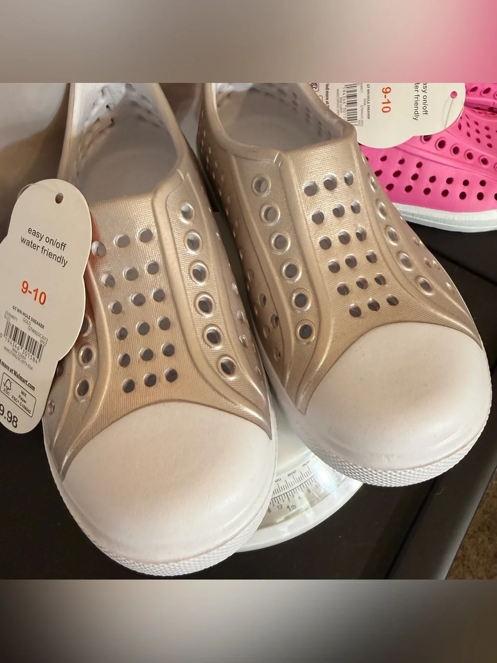 NEW Wonder Nation Water Shoes Sneakers Pink Gold Little kid Size 9/10 Summer